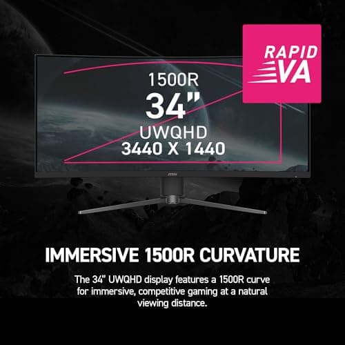 msi MPG 346CQRF X24 34-inch 3440 x 1440 (UWQHD) Gaming Monitor, 240Hz, Adaptive-Sync, HDR Ready, HDMI, VGA Port, VESA Mountable, Tilt, 4-Side Slim Bezel, 0.5ms, Black 6