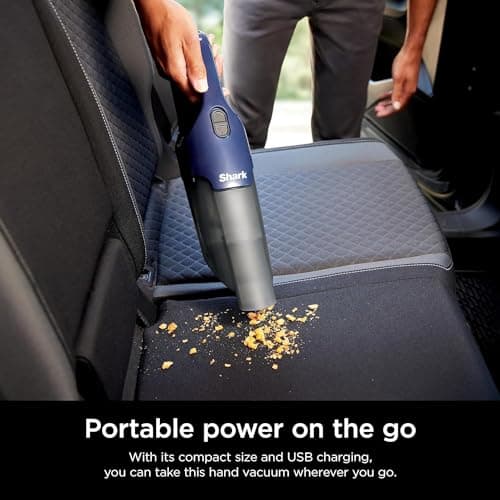 AMAZON RENEWED Shark CH701 Cyclone Handheld Vacuum with PetExtract Hair, 8"" Crevice Tool, HyperVelocity Suction, Navy (Renewed) 8