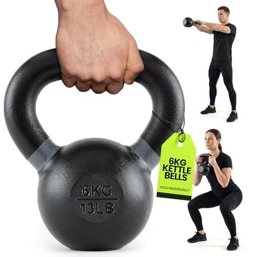 Rage Fitness 6 KG (13lbs) Kettlebells, Single-cast Iron, No-welded Joints, Wide Handle, Strength Training Kettlebells, Cast Iron Kettlebell Set, Powder Coated Kettlebell Weights For Men & Women