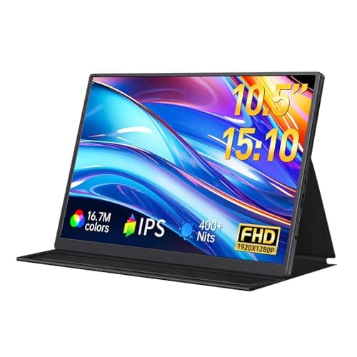 DAMRAPT Small Portable Monitor 10.5" 1920x1280 FHD 400Nits Eye Care Mini Travel Monitor w/Smart Cover & Speaker, HDR Portable Gaming Display, USB C HDMI External Screen for Laptop Switch, PS5/4