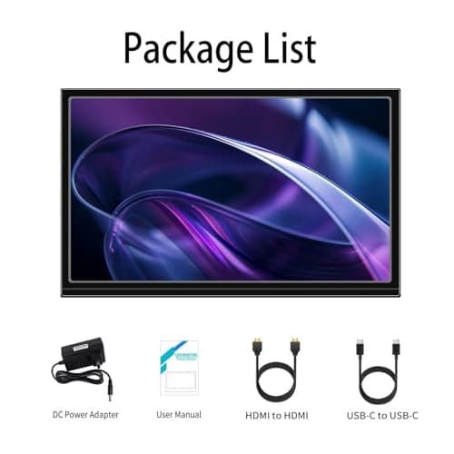 Portable Monitor 17.3-Inch Full HD 60HZ HDMI USB-C Laptop External Travel Display with Built in Speakers and Invisible Stand, Suitable for Mac Smartphones PS4/PS5 Switch Second Display 5