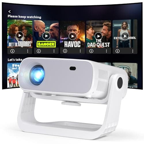 Wielio Smart Projector with WiFi 6 and Bluetooth Built-in Apps - 4K Support Portable Mini Projector Native 1080P , 2025 New Auto Keystone & Zoom Home Theater Cinema Movie Proyector, 120° Stand, Grey