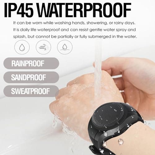 Frewico X10 Wearable Bluetooth Speaker Watch with RGB Lights, IP45 Waterproof Wrist Speaker, TF Card MP3 Player, Remote Selfie, TWS Stereo, Mic for Cycling, Running(Black) 6