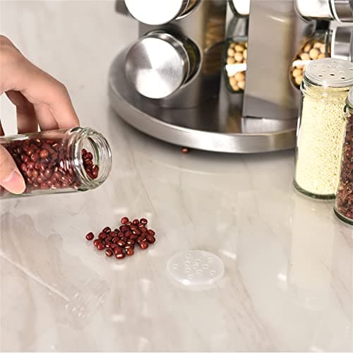 EBIZ&TECH 20-Jar Stainless Steel Rotating Spice Rack with Non-Slip Base - Kitchen Countertop Organizer for Easy Access and Storage of Spice (Sliver) 7