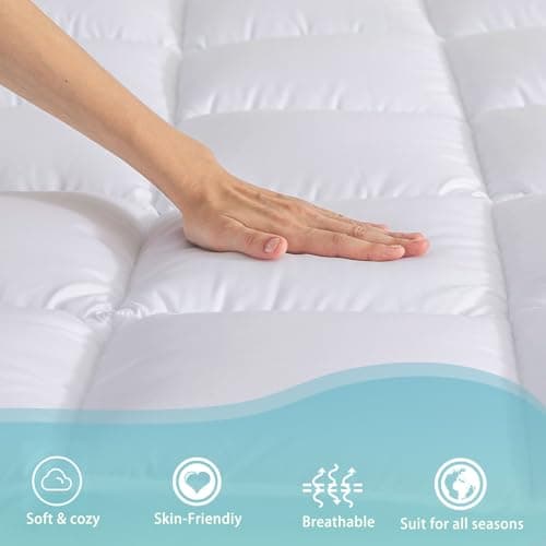 WhatsBedding King Size Dual Layer 4 Inch Memory Foam Mattress Topper,2 Inch Gel Memory Foam and 2 Inch Pillow Top Mattress Pad Cover 5