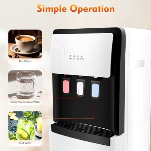 Bottom Loading Water Cooler Dispenser, 5 Gallon Hot/Cold Water Dispenser Temperature Protection Water Bottle Dispenser for Home Office Kitchen 5