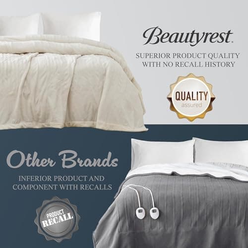 Beautyrest Heated Electric Blanket for Cold Weather, Fast Heating Heated Blanket, Auto Shut Off, Virtually Zero EMF, Multi Heat Setting, UL Certified, Ivory Queen (90 inx84 in) 5