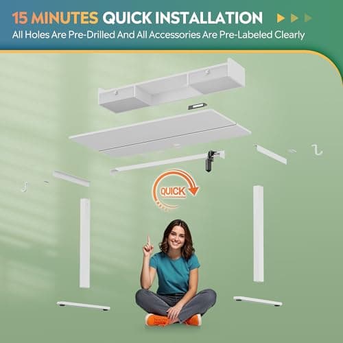 DEVAISE 48×24 Inch Electric Standing Desk with Drawers, Computer Desk with 3 Adjustable Height, Storage Shelf, Built-in AC & USB Outlets and Memory Preset, Sit to Stand Desk for Home Office, White 8