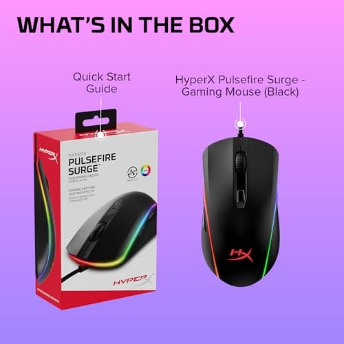 HyperX Pulsefire Surge - RGB Wired Optical Gaming Mouse, Pixart 3389 Sensor up to 16000 DPI, Ergonomic, 6 Programmable Buttons, Compatible with Windows 10/8.1/8/7 - Black 9