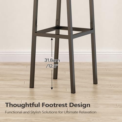GILLAS Set of 2 Bar Stools, Tall Bar Stool with Backrest and Footrest, Tall Bar Chairs, Industrial Style Counter Height Bar Stool for Dining Room, Kitchen, Rustic Brown 7