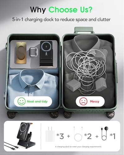 Foldable Charging Station for Samsung,5 in 1 Magnetic Wireless Charger 10000mAh Detachable Portable Power Bank Nightstand for Galaxy S26 Ultra/S26+/S26/S25/Z Fold/Flip 7/S25/S24/S23,Galaxy Watch8,Buds 5