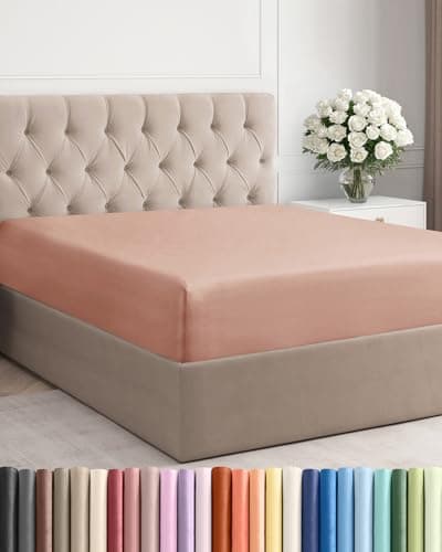 Full Fitted Bed Sheet - Bottom Single Fitted Sheet Only - Ultra-Soft Hotel Luxury Bedding w/ 8-16 Inch Deep Pockets - Breathable, Cooling & Wrinkle Free - Easy-Care, Fade & Shrink Resistant - Mauve