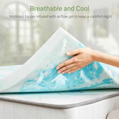 3 Inch Mattress Topper Twin XL Size, Gel Memory Foam Mattress Pad, CertiPUR-US Certified, Ventilated Bed Topper for Pressure Relief Back Pain, Blue 3