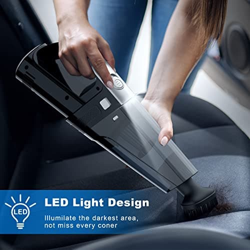 DRECELL Car Vacuum, Portable Car Vacuum Cleaner with 7000PA Suction, DC 12V High Power 16.4Ft Cord Wired Vacuum Cleaner for Car, LED Light, Lightweight, 0.33L Capacity, Storage Bag, Black, VC008C 5