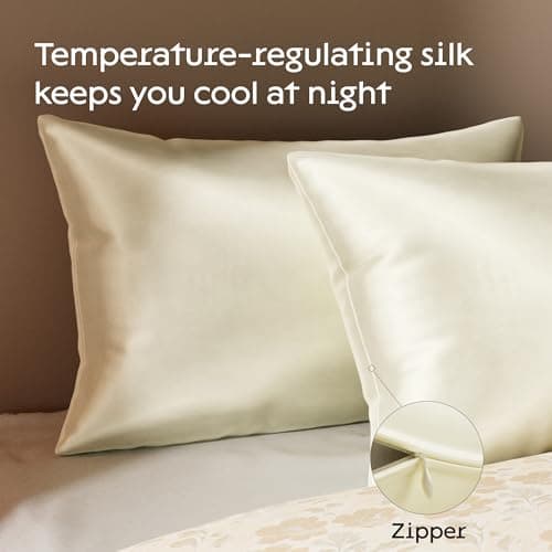 Niagara 100% Mulberry Silk Pillowcase - 30 Momme Silk Pillow case for Hair and Skin - Grade 6A Silk Pillow Cases with Zipper - Soft & Cooling Beige Silk Pillowcase Standard Size (20"x26") 5