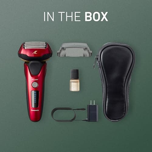 Panasonic ARC5 Electric Razor for Men Face, Wet & Dry Shavers for Men with Foil Shaver, Pop-up Trimmer, Ultra-Fast 5-Blade, Smart Shave Sensor, 16D Flexible Pivoting Head - ES-ALV6HR (Red) 9