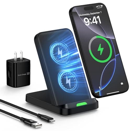 Android Phone Wireless Charger Stand Fast Charging Pad for Samsung Galaxy S25 Edge S24 Ultra FE Z Flip 7 Z Fold 7 6,15W Wireless Charger Stand with Power Adapter cargador inalámbrico para Pixel 9a 8 7
