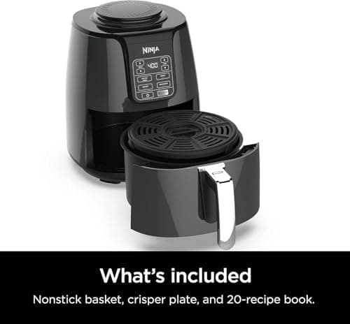 Ninja Air Fryer, 1550-Watt Programmable Base for Air Frying, Roasting, Reheating & Dehydrating with 4-Quart Ceramic Coated Basket (AF101), Black/Gray (Renewed) 7