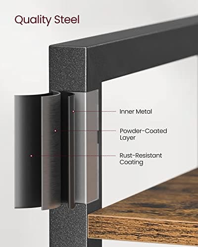 VASAGLE 6-Tier Bookshelf, Bookcase with Steel Frame, Book Shelf for Living Room, Home Office, Study, 11.8 x 15.7 x 73.2 Inches, Industrial Style, Rustic Brown and Ink Black ULLS101B01 6