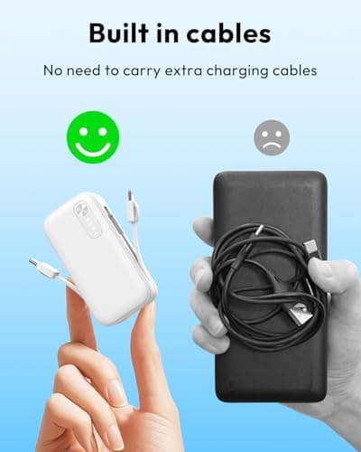 A ADDTOP 2-Pack Mini-Portable-Charger-with-Built in-Cables - 5000mAh Small Power Bank PD QC Fast Charging USB-C External Battery Pack for iPhone 16/15/14/Android 3