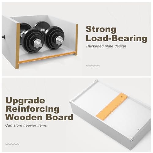 EnHomee 10 Drawer Dresser for Bedroom, Large Dressers & Chests for Bedroom,Modern White Wood Dresser for Clothes and Office Supplies, Multifunctional as TV Stand, Entryway Organizer Storage Cabinet 5