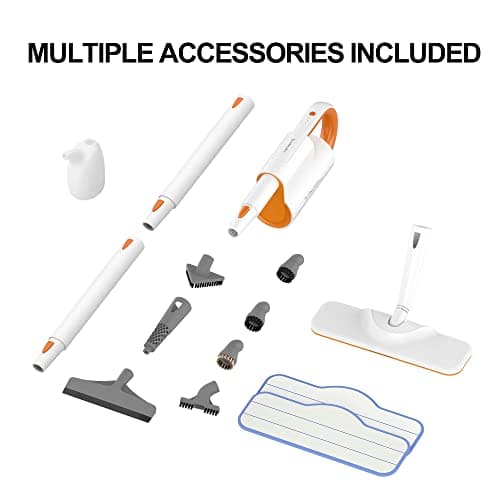 Newbealer Steam Mop & Detachable Handheld Cleaner, 250ml 1200W Powerful Floor Steamer, 3 Adjustable Levels for Hardwood Laminates Tiles Car, 7 Multi-purpose Accessories & 2 Washable Microfiber Pads 7