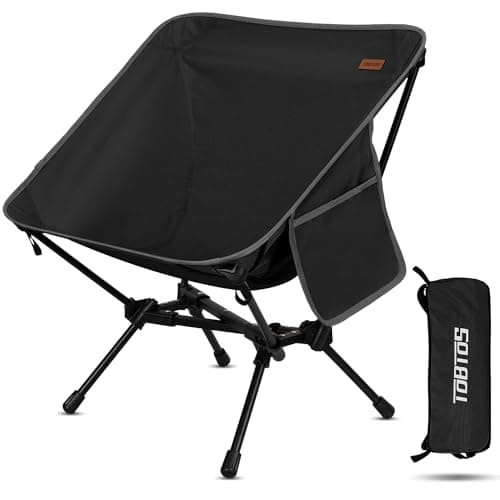 TOBTOS Ultralight Camping Chair, Portable Folding Chair Support 330 lbs, Stable Compact Camp Chair for Hiking Backpacking Travel Beach (Black)