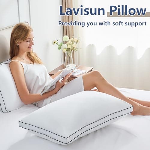 CozyLux Pillows King Size Set of 2, Soft and Supportive 3D Down Alternative Bed Pillow for Sleeping 2 Pack White, Luxury Hotel Quality Gusseted Bedding Pillows for Back, Stomach or Side Sleepers 18x34 8