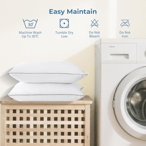 GOHOME Pillows Standard Size Set of 4 - Bed Pillows for Sleeping 4 Pack, Cooling Supportive Hotel Pillows with Premium Soft Down Alternative Fill for Side Stomach and Back Sleepers 7