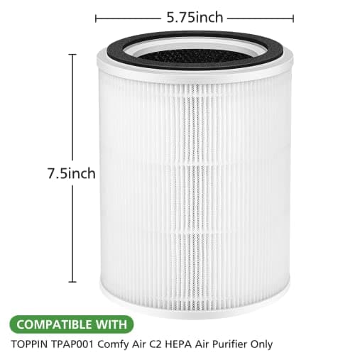 TPAP001 Replacement Filter, Only Compatible with TOPPIN TPAP001 Comfy Air C2 Air Purifi-er, 3-in-1 Efficient Filtration for TOPPIN TPAP001 Filter, TPFF001【Not Fit TPAP002 TPAP004 TPAP005 】 5