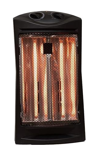 Comfort Glow Indoor Space Heater, Adjustable Thermostat, Radiant Heat, Electric Infrared Quartz, Tip-Over & Overheat Protection, 5,120 BTU, 1500W, Heats 250 sq ft - Ideal for Home, Bedroom & Office