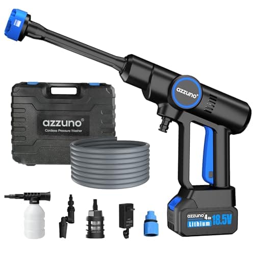 AZZUNO Cordless Pressure Washer, 850PSI Portable Pressure Washer, 4000mAh Powerful Washer with 6-in-1 Nozzle, Handheld Power Cleaner for Car, Home Cleaning & Garden Watering Blue