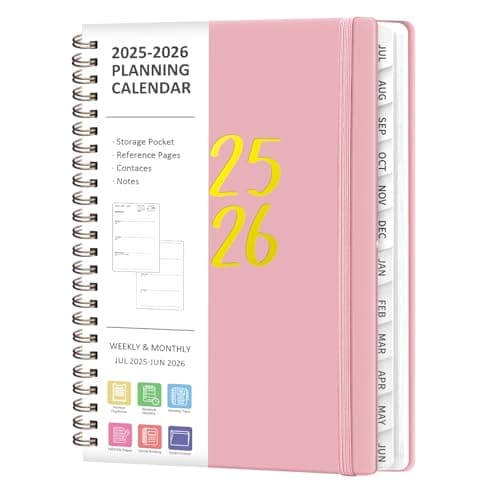 Planner 2025-2026, Monthly and Weekly Calendar Academic Planner (July 2025 - June 2026), Hardcover Planning Agenda Book for Office School Supplies, A5 (6.3" x 8.5")