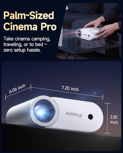 Mini Projector With WiFi and Bluetooth, 400 ANSI Portable Mini Projectors for iPhone, Native 1080P 4K Support Home Theater for Outdoor, 200” Display for Smartphone/HDMI/USB/TV Stick 5