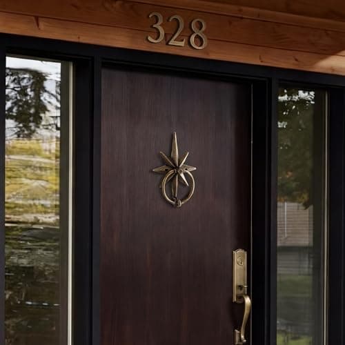 Shimeyao Antique Brass Bethlehem Star Door Knockers 7.9 Inch Vintage Bethlehem Star Door Handle Gate Knocker Handle Pull for Front Doors Accessories Home Courtyard European Country Decor 5