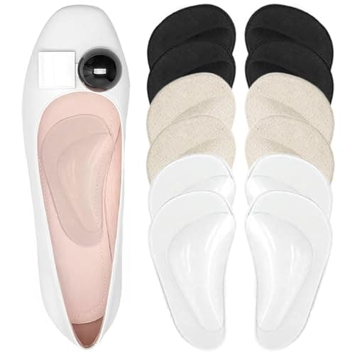 Correct-Position Gel Arch Support Insoles: Plantar Fasciitis & Flat Feet Relief, Adhesive Foot Pads for Pressure-Free Comfort- 6 Pairs (Clear*2+Beige*2+Black*2)