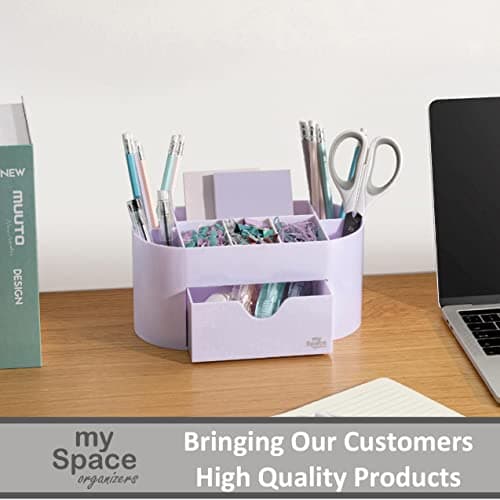 My Space Organizers Lavender Desk Organizer for Office Supplies and Desk Accessories - Pen Holder Desktop Organization for Room College Dorm Home School (White Lavender) 8