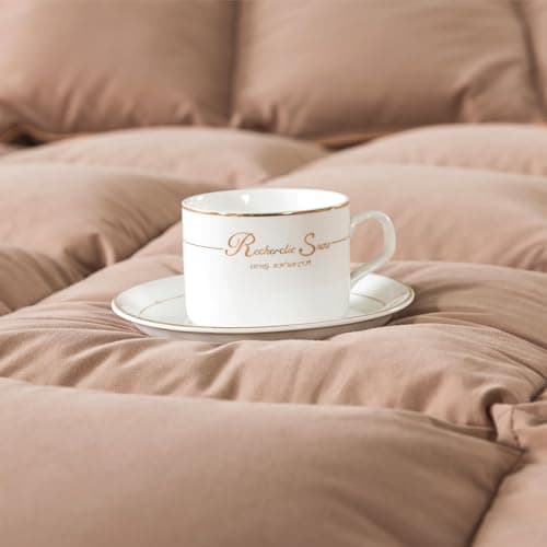 Puffy White Feather Comforter Full/Queen Size with Feathers Down Fiber Filled, All Season Feather Duvet Insert, 100% Cotton Luxury Hotel Collection, 8 Corner Loops 5