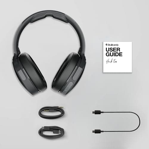 Skullcandy Hesh Evo Wireless Over-Ear Bluetooth Headphones with Extra USB-C Charging Cable, Noise Isolating, 36 Hours Battery, Foldable Lightweight Design, Microphone for iPhone Android - True Black 7