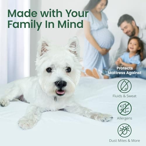 SafeRest Sleepure Waterproof Mattress Protector King Size - Viscose Derived from Bamboo - Fitted with Stretchable Pockets - Machine Washable Cotton King Mattress Cover for Bed 6