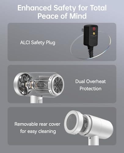 Hair Dryer with Diffuser, CONFU Blow Dryer for Curly Hair for Women Men, 21000PRM Travel Hair Dryer, Portable Lightweight Fast Drying Negative Ion Hairdryer for Home & Travel 6