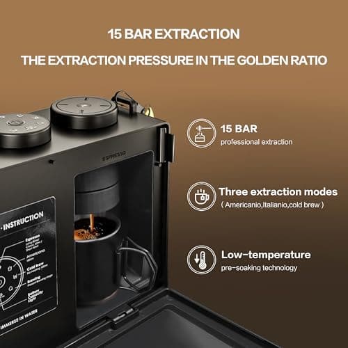 CANDY Portable Espresso Machine with Strap, 3 in 1 Coffee Maker, One-Touch Operation, Rechargeable Cold Brew Up to 60 Cups, for Ground, Ideal for Camping, RV & Outdoor, Home, Heating in Plug-in Mode 5