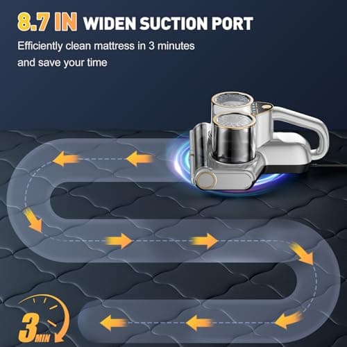 Gxzsk Mattress Vacuum Cleaner, 16kPa Bed Vacuum Cleaner with 253.7nm UV-C Light, Ultrasonic & 140℉ Heating, Dual Cup & Widen Suction Port Handheld Vacuums for Bed, Sofa, Couch, Crib (500W, Corded) 5