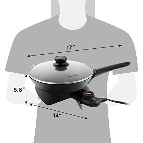 Elite Gourmet EG6207# Scratch Resistant 10.5-inch (2Qt) Fry Pan, Easy-Pour Spout Dishwasher Safe, Non-stick Electric Skillet with Vented Glass Lid, Adjustable Temperature, Black 7