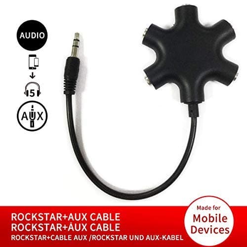 JWCE. Headphone Splitter - 5 Ports for 3.5mm Devices 5 Ways Adaptor 3.5mm Audio Stereo Splitter Cable 3.5mm Male to 5 Port 3.5mm Female for Earphone and Headset Splitter Adapter for iPhone 5