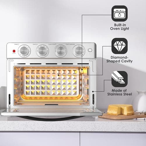 Geek Chef 25 QT Extra Large Air Fryer, Convection Toaster Oven with 6 Slice Toast, Bake, Roast, Pizza, Stainless Steel 6