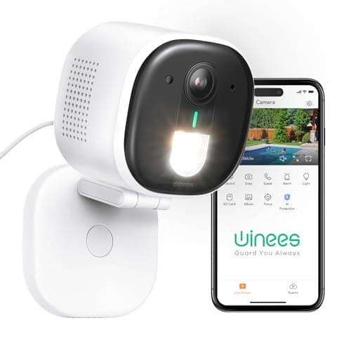 winees Security Cameras Outdoor, Wired 2K Wi-Fi Cameras for Home Security, 2.4G Indoor Camera, Human/Pet AI Detection, Color Night Vision, 2-Way Audio, Support Cloud/128G SD Card Storage