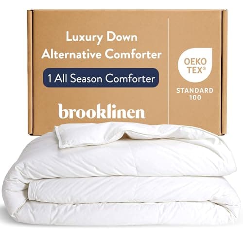 Brooklinen All Season Luxury Down Alternative Comforter – King/California King Comforter Size, Cozy, Soft Bedding w/ 100% Cotton Sateen Shell, Vegan & Baffle Box Construction – Ideal for All Sleepers