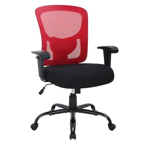 Big and Tall Office Chair 400lbs Desk Chair Mesh Computer Chair with Lumbar Support Wide Seat Adjust Arms Rolling Swivel High Back Task Executive Ergonomic Chair,Red