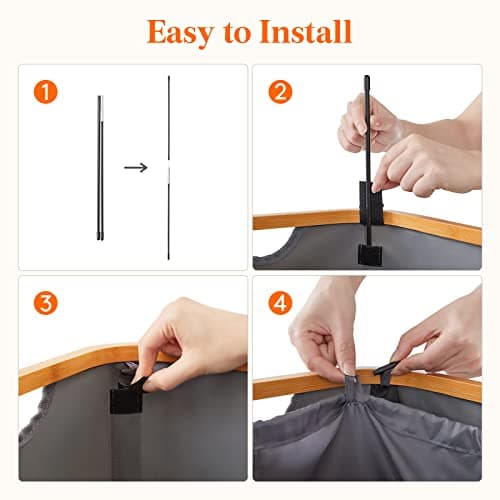 Lifewit 100L Laundry Basket with Lid, Clothes Hampers for Laundry with Bamboo Handles and 1 Removable Bag, Large Foldable Laundry Hamper for Bedroom, Bathroom, Dorm, Laundry Room, Gray 5